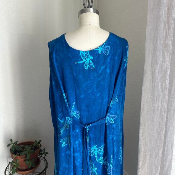 Spicy Bambu Women’s XL Dress Blue Dragonfly Maxi Dress Rayon - Picture 4 of 5